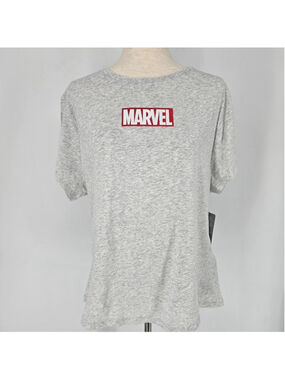 Marvel Logo Tee Womens 1X Gray Pima Cotton Shirt NWT